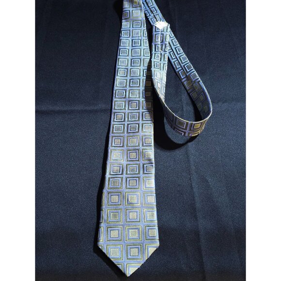 Vintage John W. Nordstrom Silk Tie Green & Blue Geometric Squares Pattern Made I - Picture 13 of 15